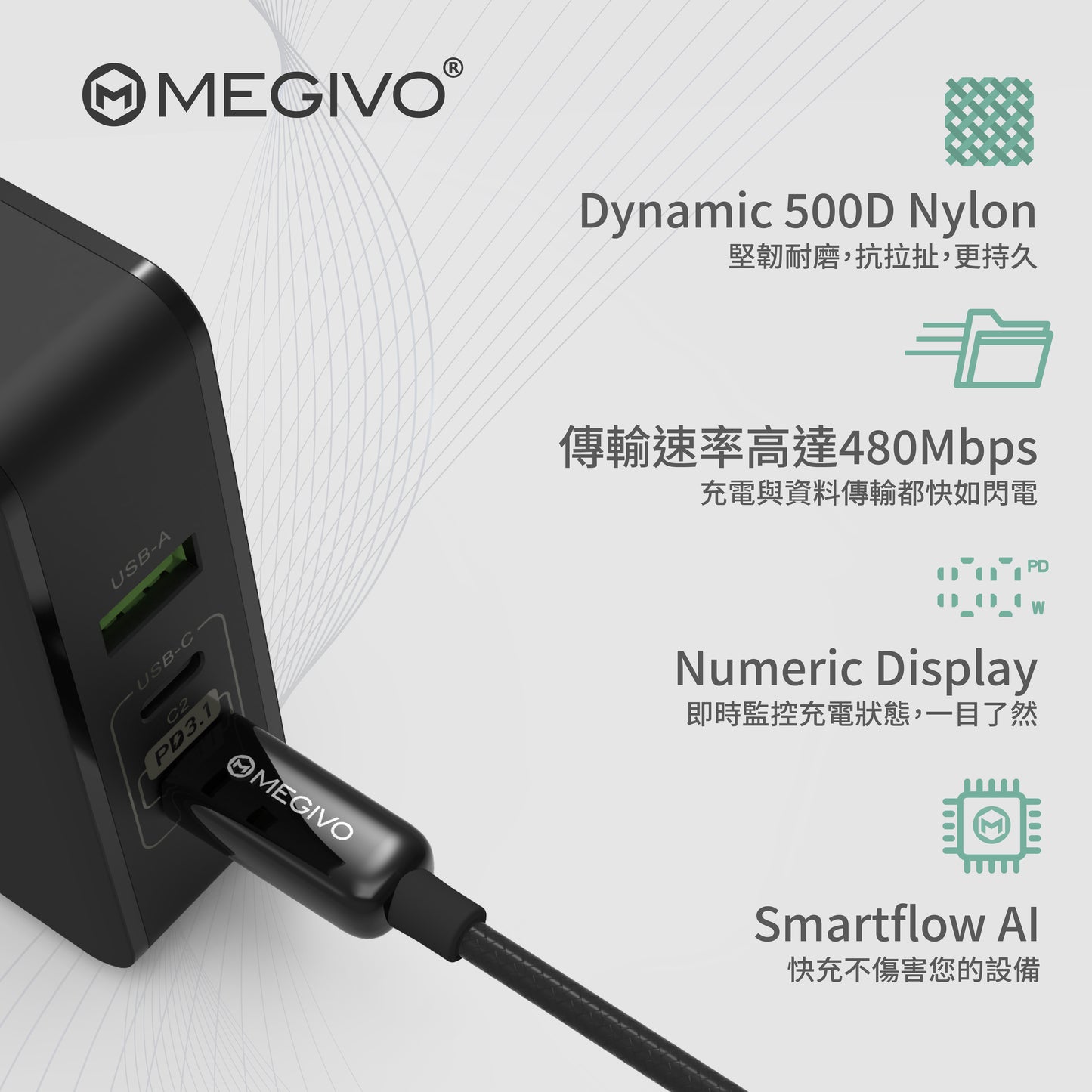 UltraJuice 100W Type-C 高速即時速度顯示充電線