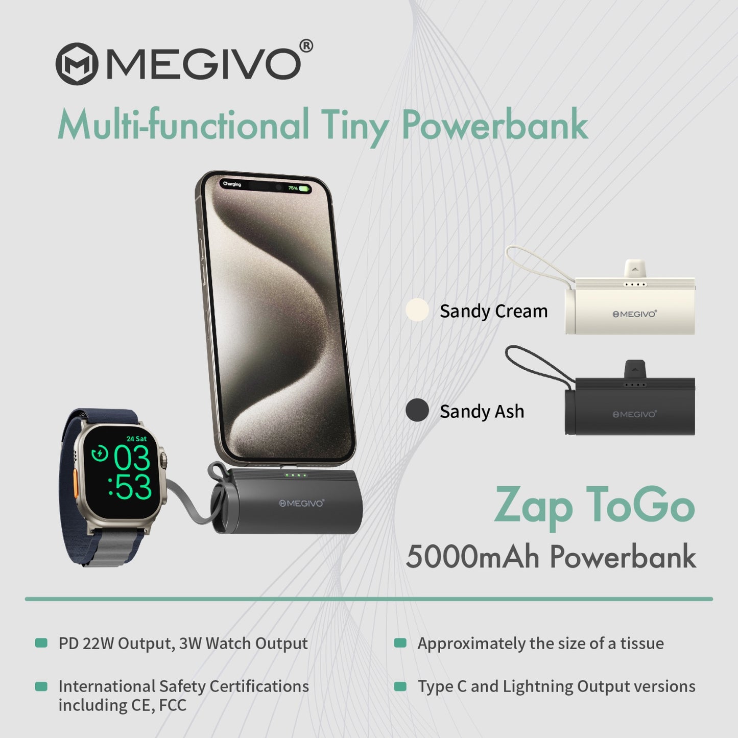 Zap ToGo 5,000mAh Multi-Functional Tiny Power Bank 最輕巧多功能充電池