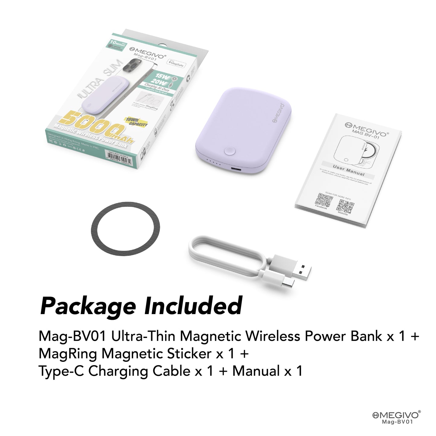 Mag-BV01 5,000mAh 磁吸無線流動充電器