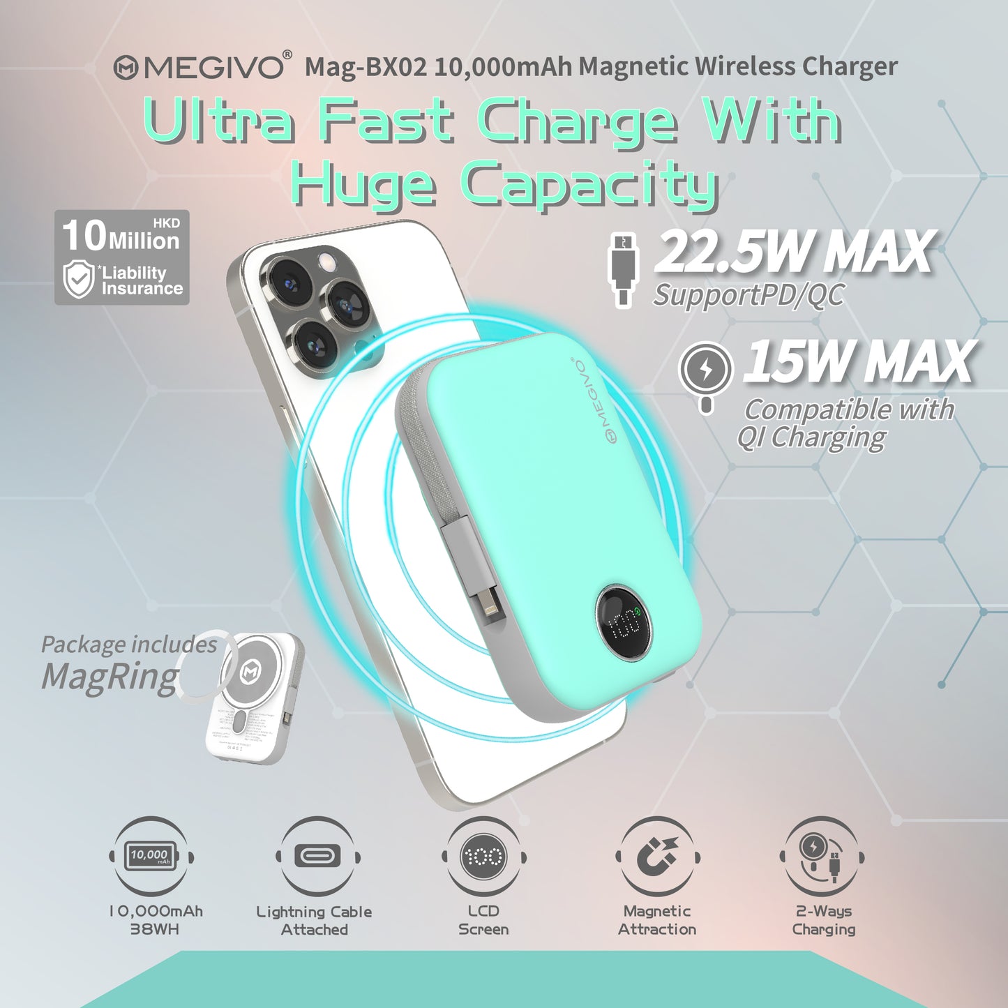 Mag-BX02 10,000mAh 磁吸無線流動充電器