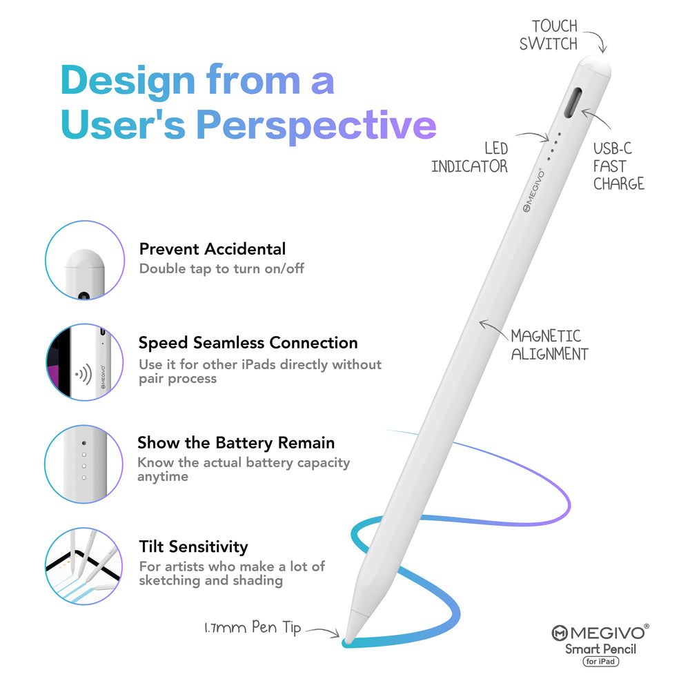 Smart Pencil for iPad | Magnetic Active Stylus Pen