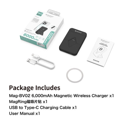 Mag-BV02 6,000mAh Magnetic Wireless Power Bank
